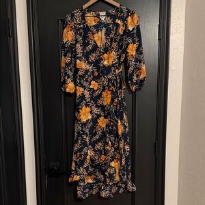 Francesca's Collections Navy and Orange Floral Dress